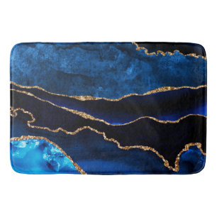 Luxe Blauwe en Gouden Glitter Agate Badmat
