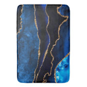 Luxe Blauwe en Gouden Glitter Agate Badmat (Voorkant Verticaal)