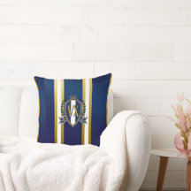 Luxe blauwe en witte monogram gegraveerde decorati