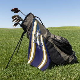 Luxe blauwe en witte monogram gegraveerde rand dec golfhanddoek