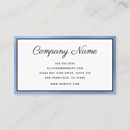 Luxe Blauwe Folie Script Visitekaartje (Achterkant)