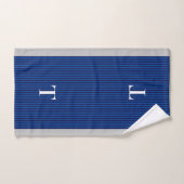 Luxe Blauwe Gestreepte Monogram Jongen Bad Handdoek (Handdoek)