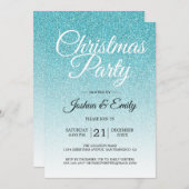 Luxe Blauwe Glitter Ombre Kerstfeest Kaart (Voorkant / Achterkant)