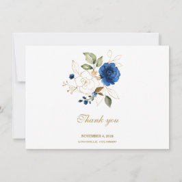 Luxe Blauwe Gouden Bloem Bruiloft Bedankt
