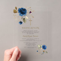 Luxe Blauwe Gouden Bloemen Jongen Toewijding