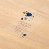 Luxe Blauwe Gouden Bloemen Jongens Inwijding  Acryl Uitnodigingen (Laagn)