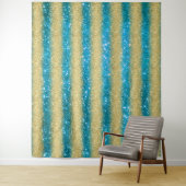 Luxe Blauwe Gouden Glitters Wandkleed (In situ)