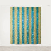 Luxe Blauwe Gouden Glitters Wandkleed (Voorkant)