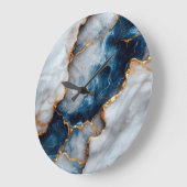 Luxe blauwe & gouden marmeren wandklok  (Hoek)