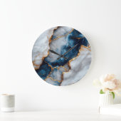 Luxe blauwe & gouden marmeren wandklok  (Huis)