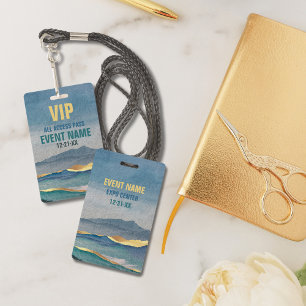 Luxe Blauwe Gouden Teal Landschap VIP All Access P Badge