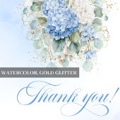 Luxe blauwe hortensia eucalyptus bedankkaart