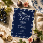 Luxe Blauwe Kalligrafie Bruiloft Save The Date