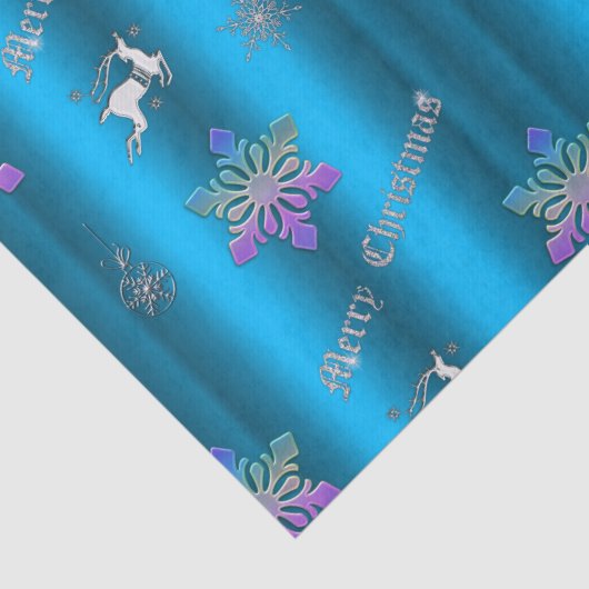 Luxe blauwe kerstsnowflakes en rendiervis tissuepapier (Detail)