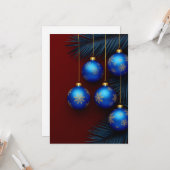 Luxe Blauwe Kerstversiering 🎄✨Kerstglans Kaart (Voorkant / Achterkant in situ)