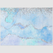 Luxe blauwe marmer en zilveren glitter tissuepapier (Voorkant)