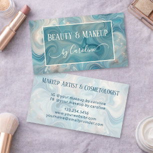 Luxe Blauwe Marmer Make-up Artiest & Haarstylist Visitekaartje