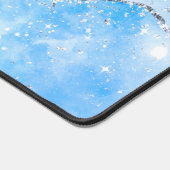 Luxe blauwe marmer & zilverglitter met naam-monogr bureaumat (Hoek)