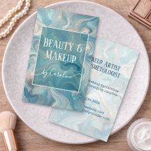 Luxe Blauwe Marmeren Make-up Artiest & Haarstylist