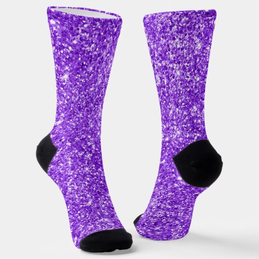 Luxe Blauwe Paarse Paarse Glitters Sokken (Gebogen)