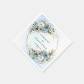 Luxe blauwe rozen gouden frame trouw servetten (Hoek)