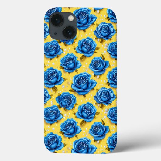 Luxe Blauwe Rozen Stijlvol Elegant Bloemendesign Case-Mate iPhone Case (Achterkant)