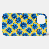 Luxe Blauwe Rozen Stijlvol Elegant Bloemendesign Case-Mate iPhone Case (Achterkant (horizontaal))