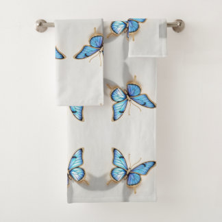 Luxe blauwe vlinder ontwerp bad handdoek