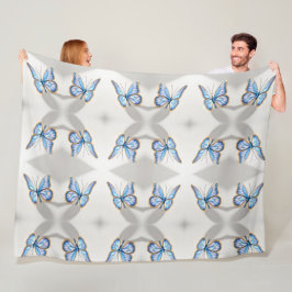 Luxe blauwe vlinder ontwerp fleece deken