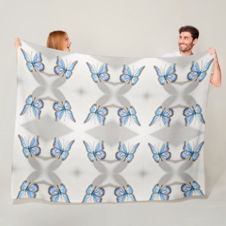Luxe blauwe vlinder ontwerp fleece deken