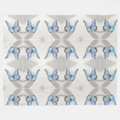 Luxe blauwe vlinder ontwerp fleece deken (Voorkant (Horizontaal))
