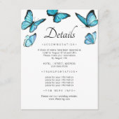 Luxe blauwe vlinders. Stijlvolle bruiloft details Informatiekaartje (Voorkant)
