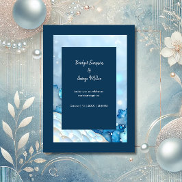 Luxe Blauwe Waterverf Abstract Pearlescent