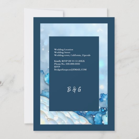 Luxe Blauwe Waterverf Abstract Pearlescent (Achterkant)