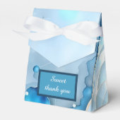 Luxe Blauwe Waterverf Abstract Pearlescent Bedankdoosjes (Voorkant Zijde)