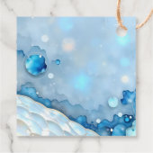 Luxe Blauwe Waterverf Abstract Pearlescent Bedankjes Labels (Achterkant)