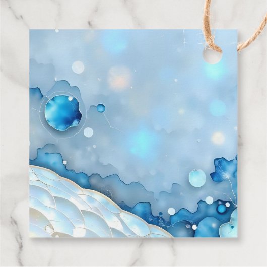 Luxe Blauwe Waterverf Abstract Pearlescent Bedankjes Labels (Achterkant)