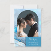 Luxe Blauwe Waterverf Abstract Pearlescent Bedankkaart (Voorkant)