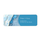 Luxe Blauwe Waterverf Abstract Pearlescent Etiket (Voorkant)