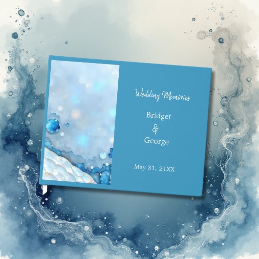 Luxe Blauwe Waterverf Abstract Pearlescent Gastenboek