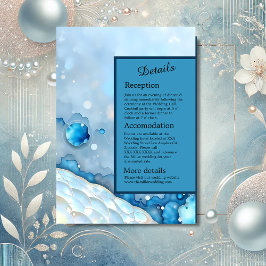 Luxe Blauwe Waterverf Abstract Pearlescent Informatiekaartje