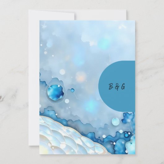 Luxe Blauwe Waterverf Abstract Pearlescent Kaart (Achterkant)