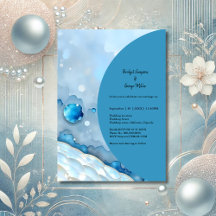 Luxe Blauwe Waterverf Abstract Pearlescent