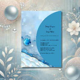 Luxe Blauwe Waterverf Abstract Pearlescent Kaart