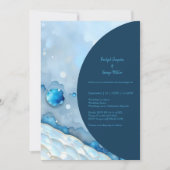 Luxe Blauwe Waterverf Abstract Pearlescent Kaart (Voorkant)