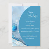 Luxe Blauwe Waterverf Abstract Pearlescent Kaart (Voorkant)