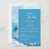 Luxe Blauwe Waterverf Abstract Pearlescent Kaart (Voorkant)