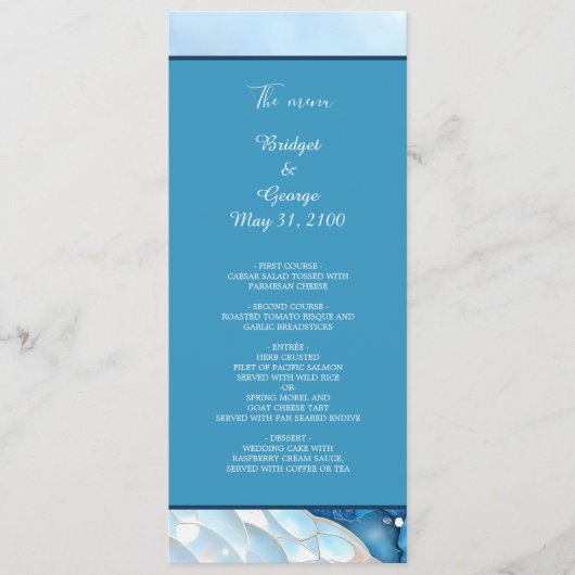 Luxe Blauwe Waterverf Abstract Pearlescent Programmakaart (Voorkant)