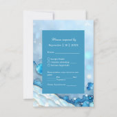 Luxe Blauwe Waterverf Abstract Pearlescent RSVP Kaartje (Voorkant)