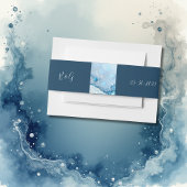 Luxe Blauwe Waterverf Abstract Pearlescent Uitnodigingen Wikkel